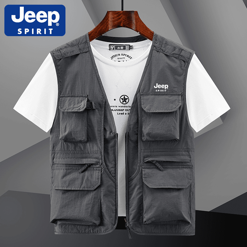 JEEP吉普戶外輕薄攝影多口袋釣魚網眼馬甲【不滿意包退 大家請放心購買】